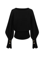 Women's Sweatshirt with Bell Sleeves and Cinched Waist - 2