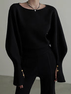 Women's Sweatshirt with Bell Sleeves and Cinched Waist - 8