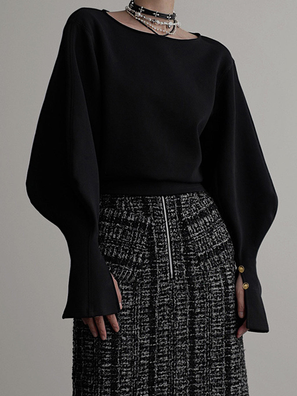 Women's Sweatshirt with Bell Sleeves and Cinched Waist - 9
