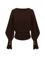 Women's Sweatshirt with Bell Sleeves and Cinched Waist - 13