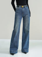 Women's Bootcut Jeans Mid-Waist with Beltless Design - 3
