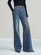 Women's Bootcut Jeans Mid-Waist with Beltless Design - 5