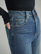 Women's Bootcut Jeans Mid-Waist with Beltless Design - 6