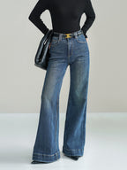 Women's Bootcut Jeans Mid-Waist with Beltless Design - 2