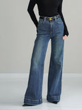 Women's Bootcut Jeans Mid-Waist with Beltless Design - Blue