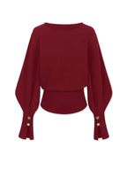 Women's Sweatshirt with Bell Sleeves and Cinched Waist - 14