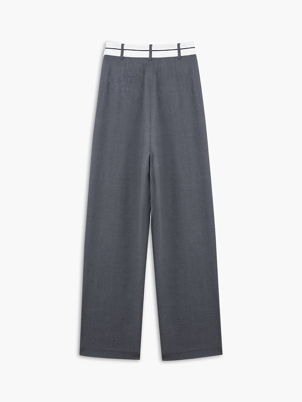Women's Wide-Leg Trousers with Asymmetric Contrast Waistband - Grey
