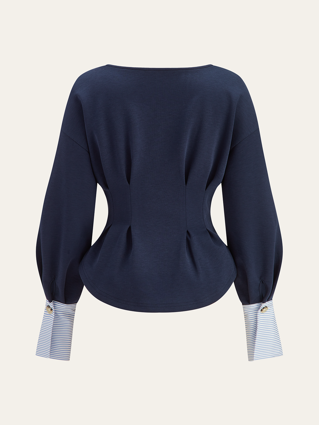 Women's Sweatshirt with Balloon Sleeves and Peplum Hem - 4