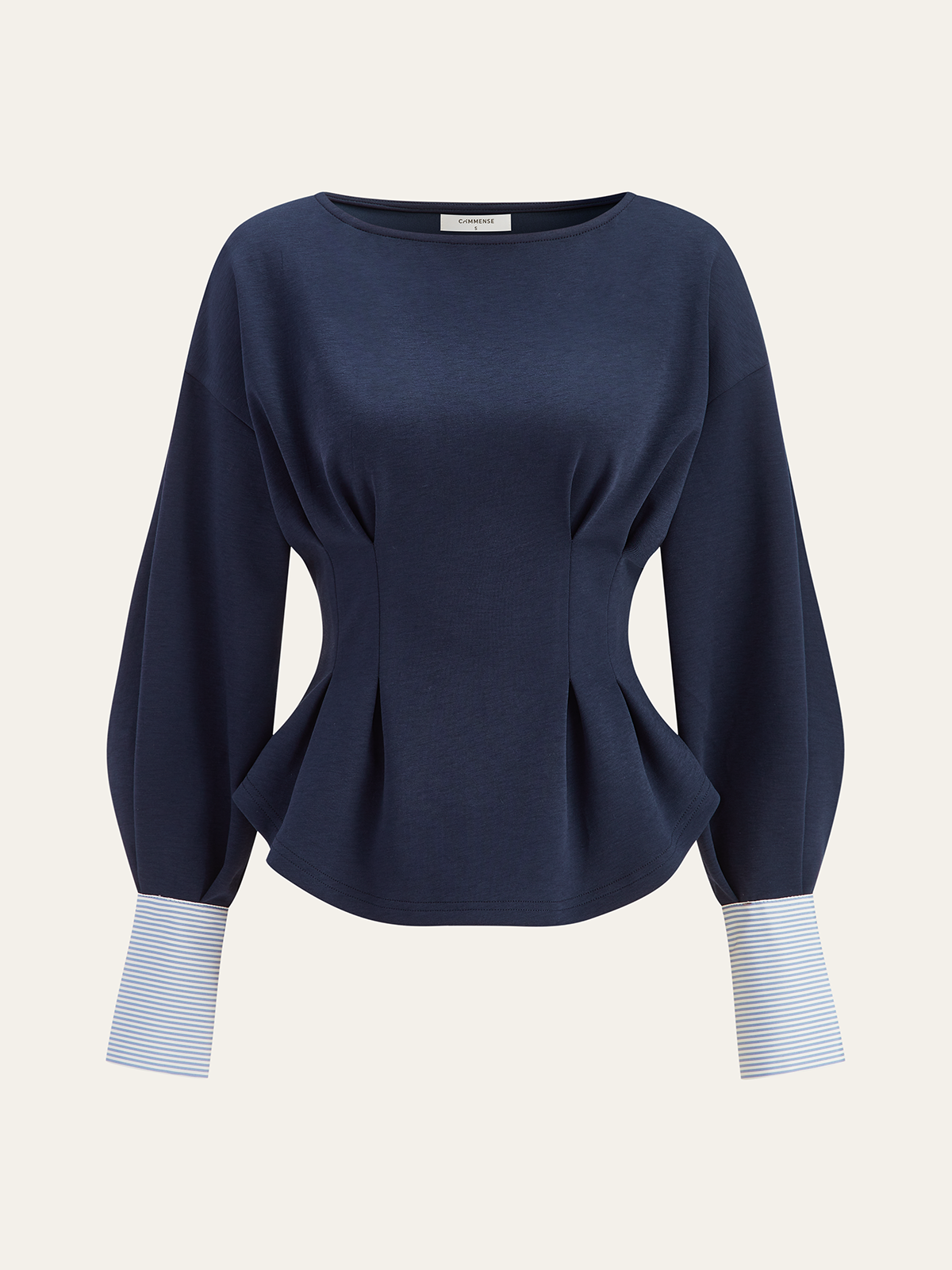 Women's Sweatshirt with Balloon Sleeves and Peplum Hem - 3