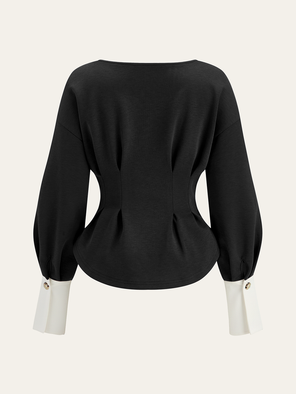 Women's Sweatshirt with Balloon Sleeves and Peplum Hem - 7