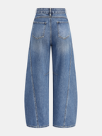 Women's High-Waist Jeans with Curved Barrel Leg - 7