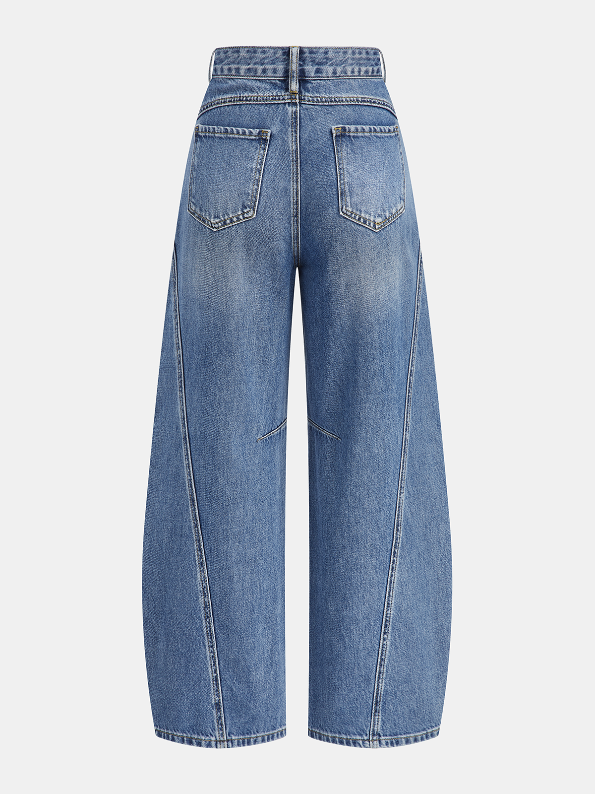 Women's High-Waist Jeans with Curved Barrel Leg - 7