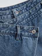 Women's Wide-Leg Jeans with Cross-Front High Waist - 5