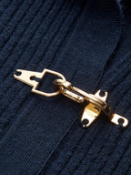Women's Cropped Jumper Ribbed with Collar and Buckle Detail - 8