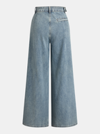 Women's Wide-Leg Trousers with Asymmetric Ruched Waist - 3