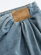 Women's Wide-Leg Trousers with Asymmetric Ruched Waist - 5