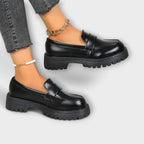 Women's Chunky Platform Loafers with Round Toe - 5
