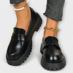Women's Chunky Platform Loafers with Round Toe - 2