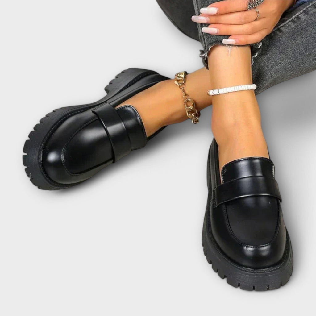 Women's Chunky Platform Loafers with Round Toe - 4