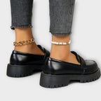 Women's Chunky Platform Loafers with Round Toe - 3