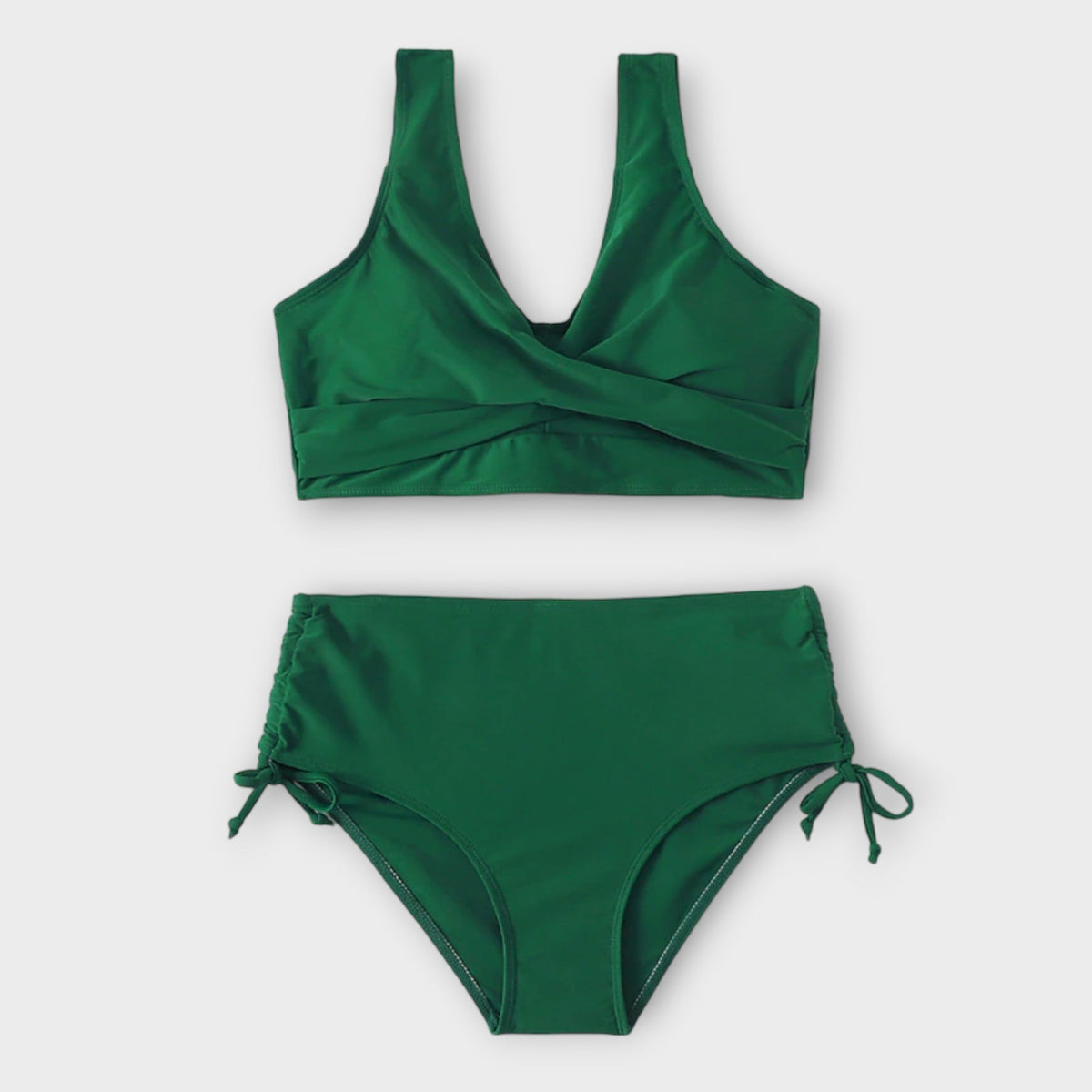 Wrap-Front Two-Piece Bikini Set with Ruched Waist - 5