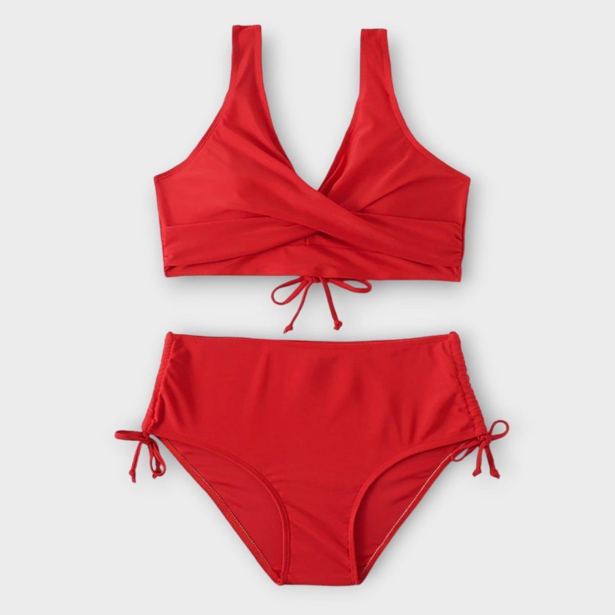 Women's Two-Piece Bikini Set with Wrap Top and Ruched Tie-Side Bottoms - 4