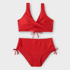 Women's Two-Piece Bikini Set with Wrap Top and Ruched Tie-Side Bottoms - 4