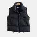 Women's Quilted Puffer Gilet Sleeveless Stand Collar Gilet - Black