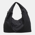 Women's Slouchy Hobo Shoulder Bag with Triple Zip Pockets - Black
