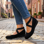 Women's Wedge Sandals with Crossover Elastic Straps and Closed Toe - 3