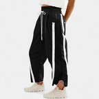 Women's Y2K Colour-Block Drawstring Barrel Trousers - Black