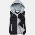 Women's Hooded Puffer Gilet Sleeveless Quilted Zip Up Gilet - Black