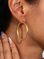 Women's Twisted Hoop Earrings with Statement Diameter - 2
