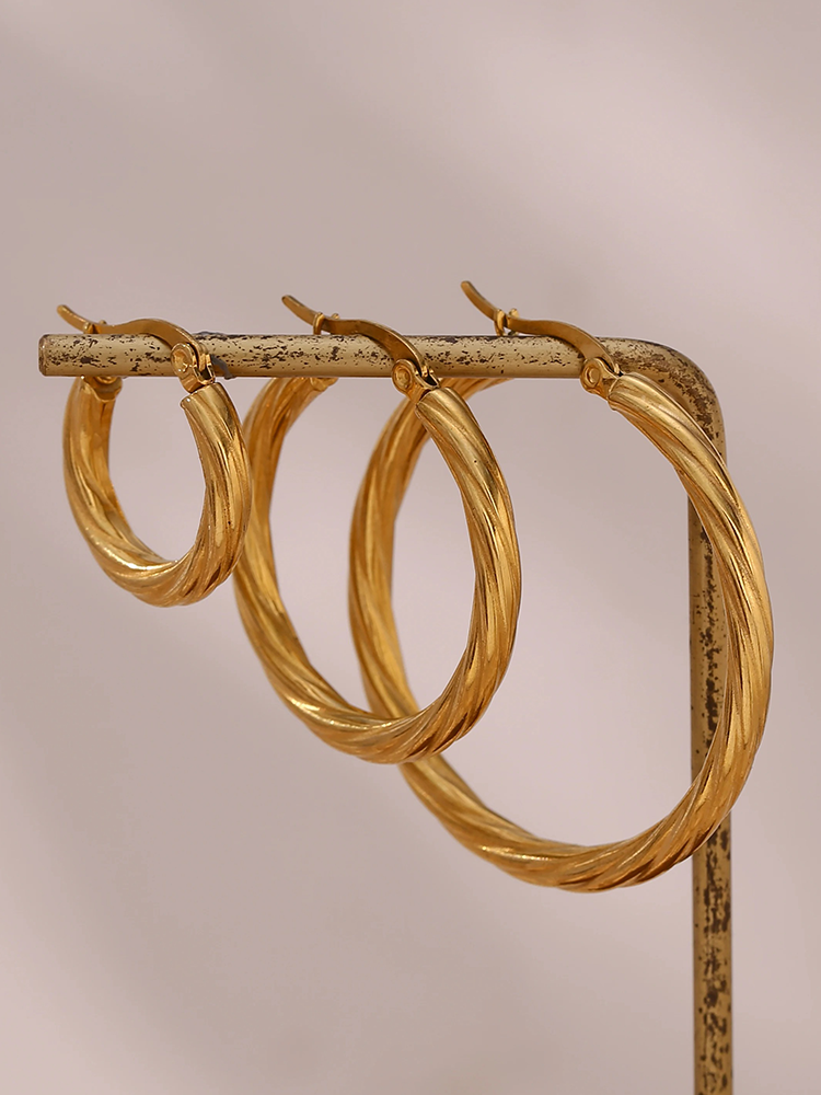 Women's Twisted Hoop Earrings with Statement Diameter - 4