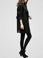 Women's Longline Coat Double-Breasted with Sharp Lapels - 8