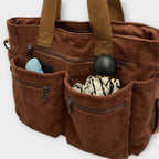 Women's Tote Bag with Multiple Pockets and Top Handles - 6