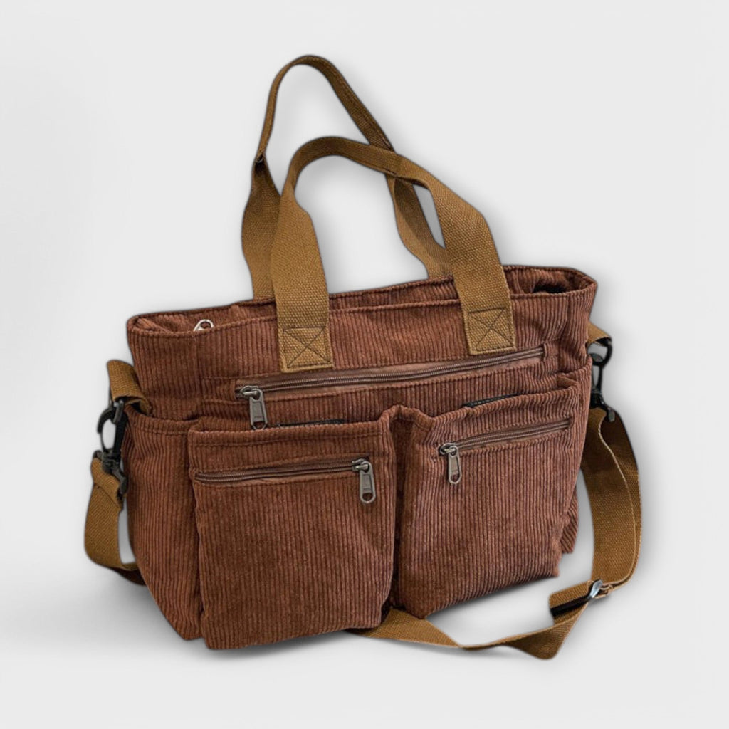 Women's Tote Bag with Multiple Pockets and Top Handles - 10