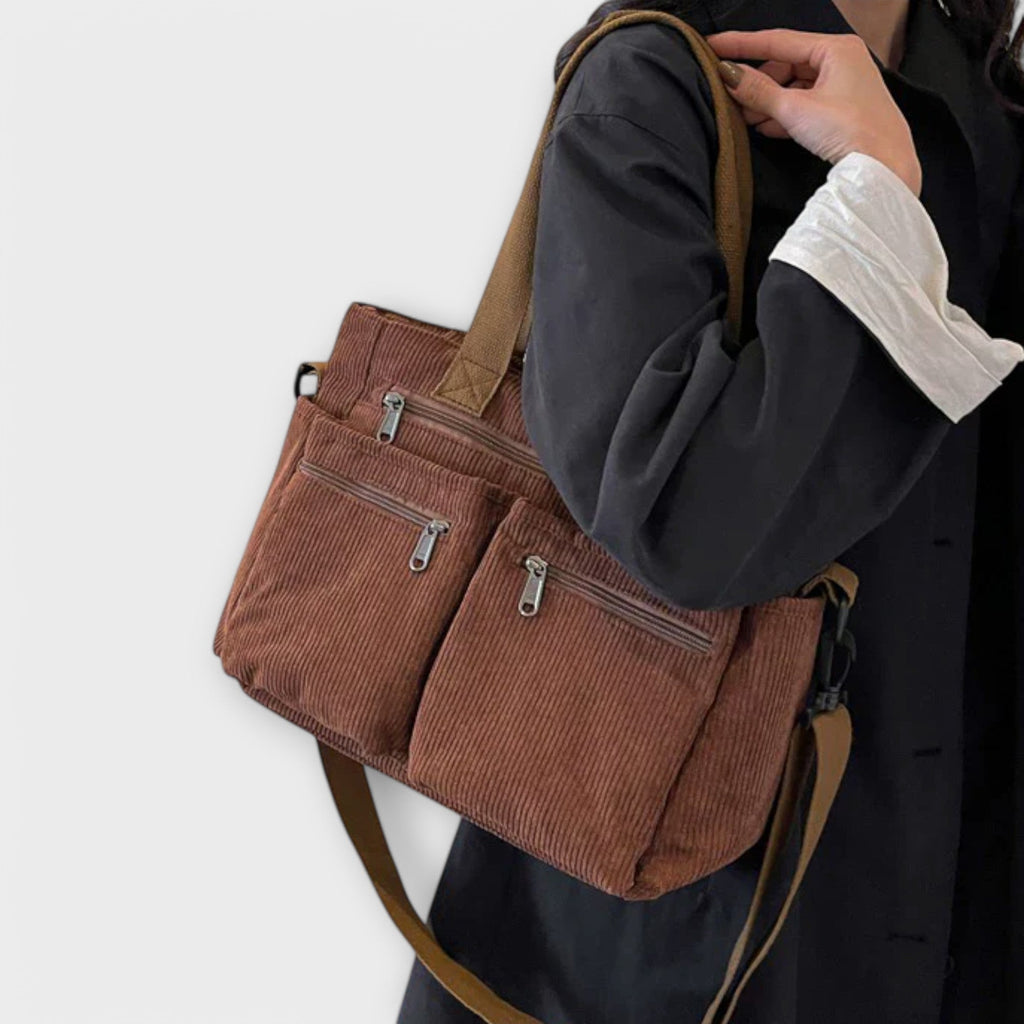 Women's Tote Bag with Multiple Pockets and Top Handles - 13