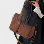 Women's Tote Bag with Multiple Pockets and Top Handles - 13