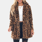 Women's Faux Fur Open Front Midi Winter Coat