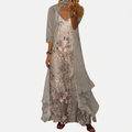 Bryleigh | Elegant Maxi Dress Two-Piece Set - Beige