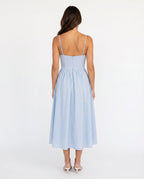 Women's Midi Dress Sleeveless with Low Open Back and A-Line Skirt - 11
