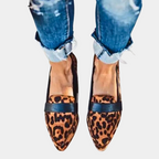 Women's Pointed Loafers with Slip-On Design - Leopard