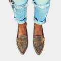 Women's Pointed Loafers with Slip-On Design - Light Brown