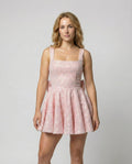 Women's Sequin Skater Dress Square Neck Sleeveless - Pink