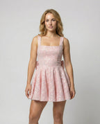Women's Sequin Skater Dress Square Neck Sleeveless - Pink