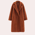 Women's Teddy Fleece Hooded Jacket in Oversized Fit - Brown