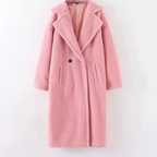 Women's Teddy Fleece Hooded Jacket in Oversized Fit - Pink