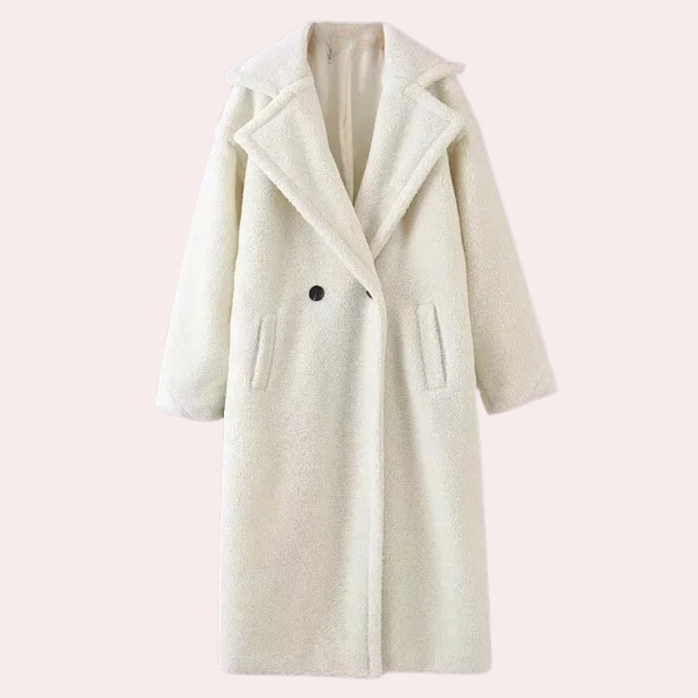 Women's Teddy Fleece Hooded Jacket in Oversized Fit - White