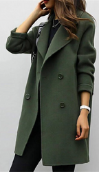 Women's Long Trench Coat Double-Breasted with Tailored Fit - 2